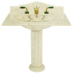 Used Sherle Wagner Marble Shell Pedestal Sink.