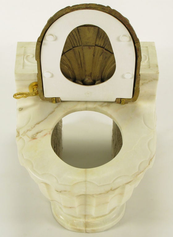 Mid-20th Century Vintage Sherle Wagner Marble Nautilus Shell Toilet Cover