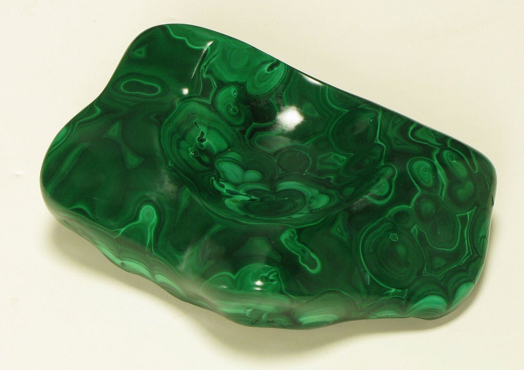 Vintage Sherle Wagner free form solid malachite soap dish.  Would also be a great desk accessory for holding paper clips.