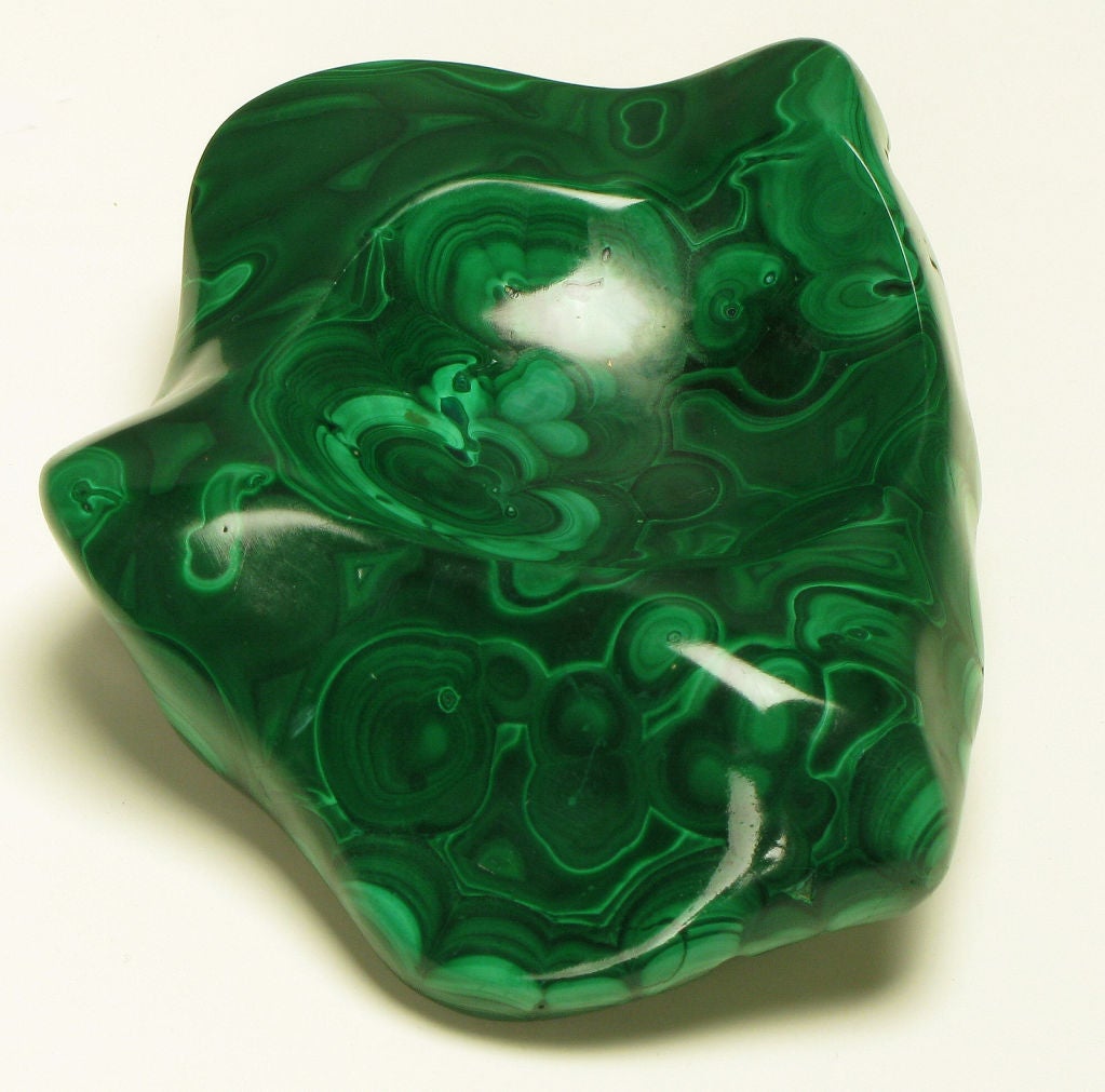 Portuguese Vintage Sherle Wagner Solid Malachite Free Form Soap Dish