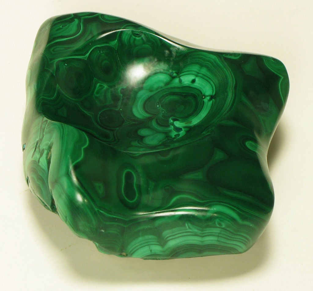 Vintage Sherle Wagner Solid Malachite Free Form Soap Dish 1