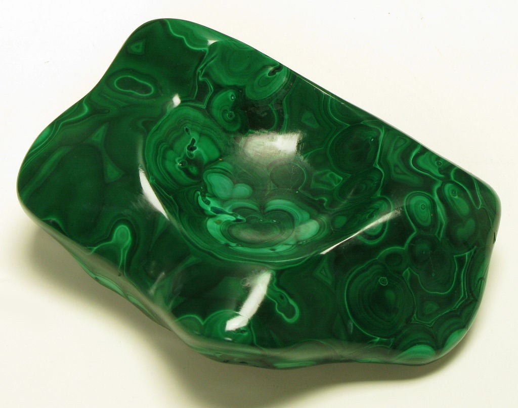 Vintage Sherle Wagner Solid Malachite Free Form Soap Dish 2