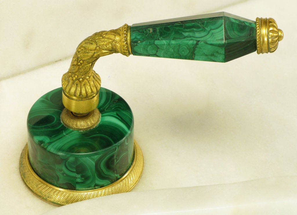 Portuguese Vintage Sherle Wagner Malachite & Gold Plated Faucet Set