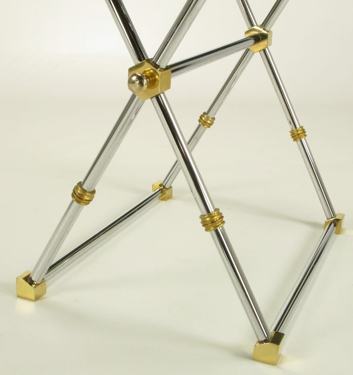 Chrome & Brass X-Frame Tray Table For Sale 1