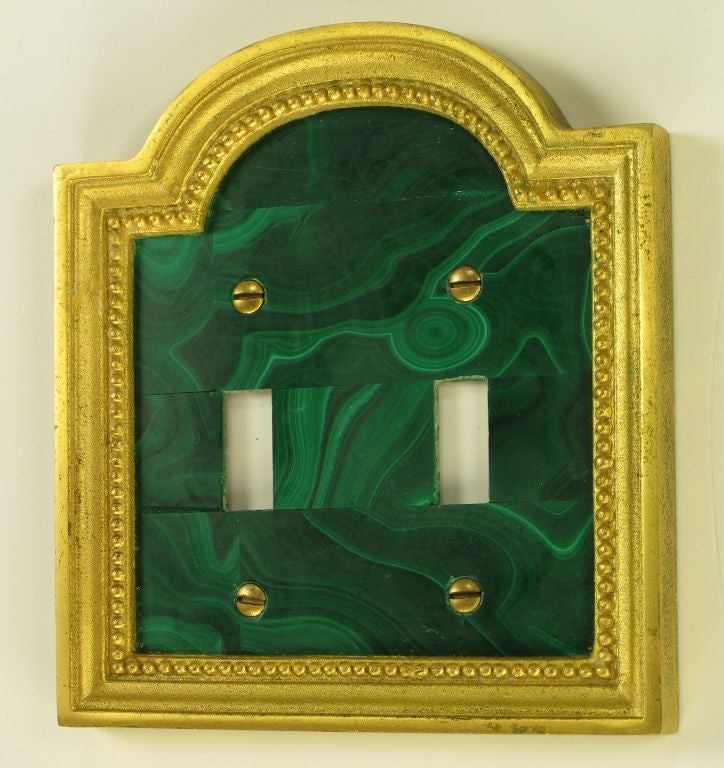 Portuguese Vintage Sherle Wagner Malachite & Gold Switch Cover & Knobs