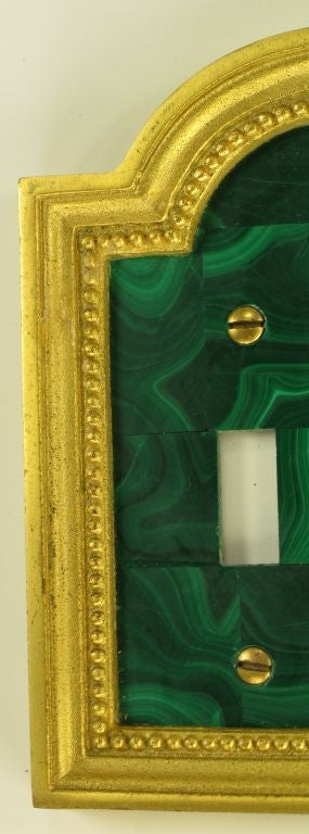 Mid-20th Century Vintage Sherle Wagner Malachite & Gold Switch Cover & Knobs