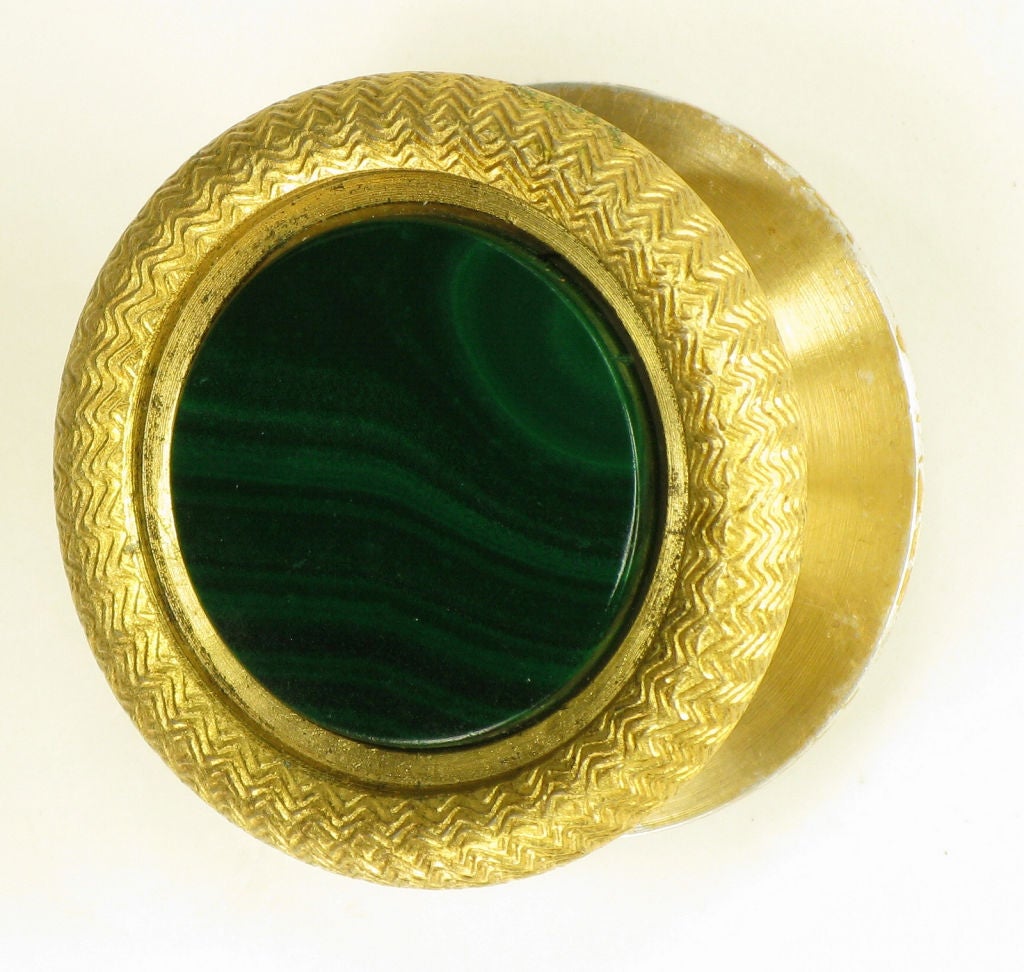 Vintage Sherle Wagner Malachite & Gold Switch Cover & Knobs 2