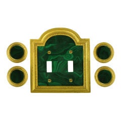Retro Sherle Wagner Malachite & Gold Switch Cover & Knobs