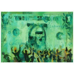 "Dollar, Money Lovers" Oil On Canvas By Eva Kudukhashvili