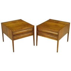 Retro Pair Lawrence Peabody Walnut End Tables