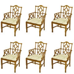 Six Chinese Chippendale Copper Tortoiseshell Armchairs