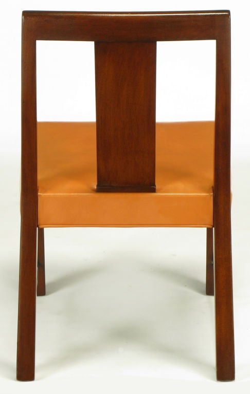 Eight Edward Wormley Mahogany, Leather & Brass Dining Chairs 3