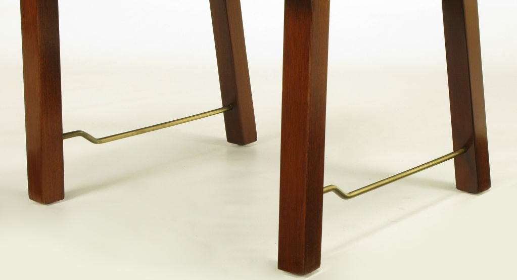 Eight Edward Wormley Mahogany, Leather & Brass Dining Chairs 5