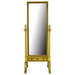 Retro Gilt Wood Neoclassical Cheval Mirror