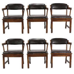 Used Six Sculptural Carved Oak Dining Chairs By Paoli