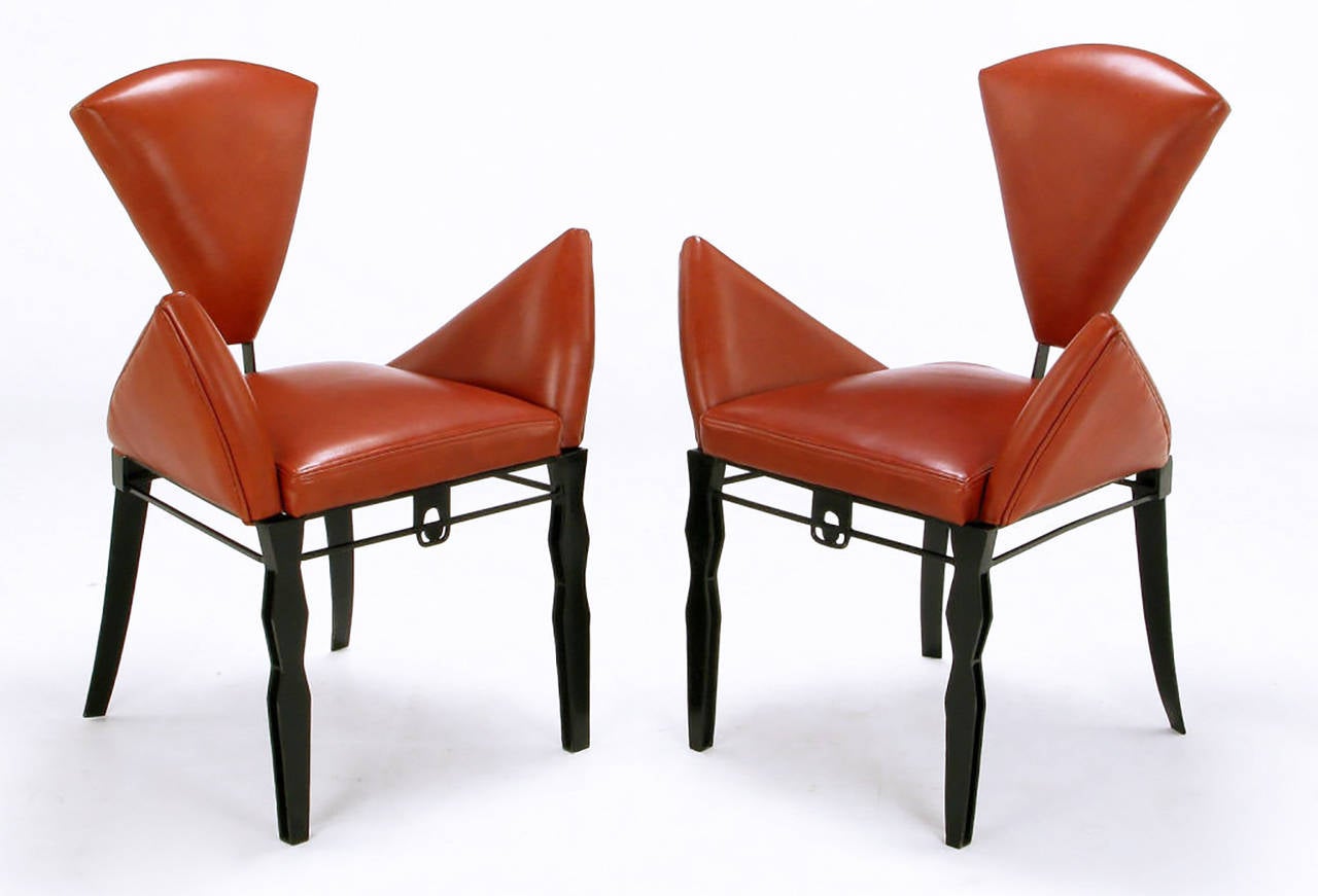 Pair of Steel and Leather Vinta Chairs by Joaquin Gasgonia Palencia