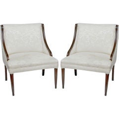 Pair 1940s Square Back Gondola-Style Chairs