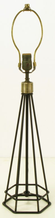 Hexagonal Pyramid Open Ironwork Table Lamp
