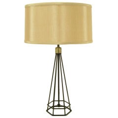 Hexagonal Pyramid Open Ironwork Table Lamp