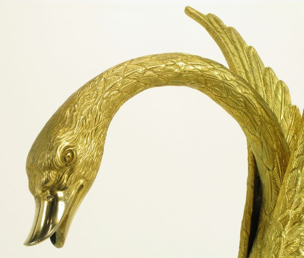 Mid-20th Century Vintage Sherle Wagner Gold Plated Bronze Swan Bath Tub Faucet.