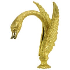 Vintage Sherle Wagner Gold Plated Bronze Swan Bath Tub Faucet.