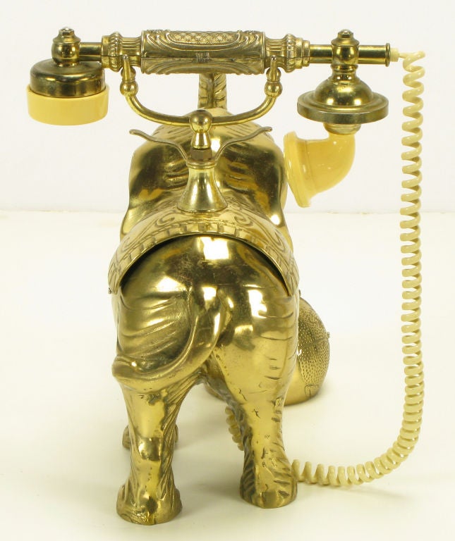 brass elephant rotary phone