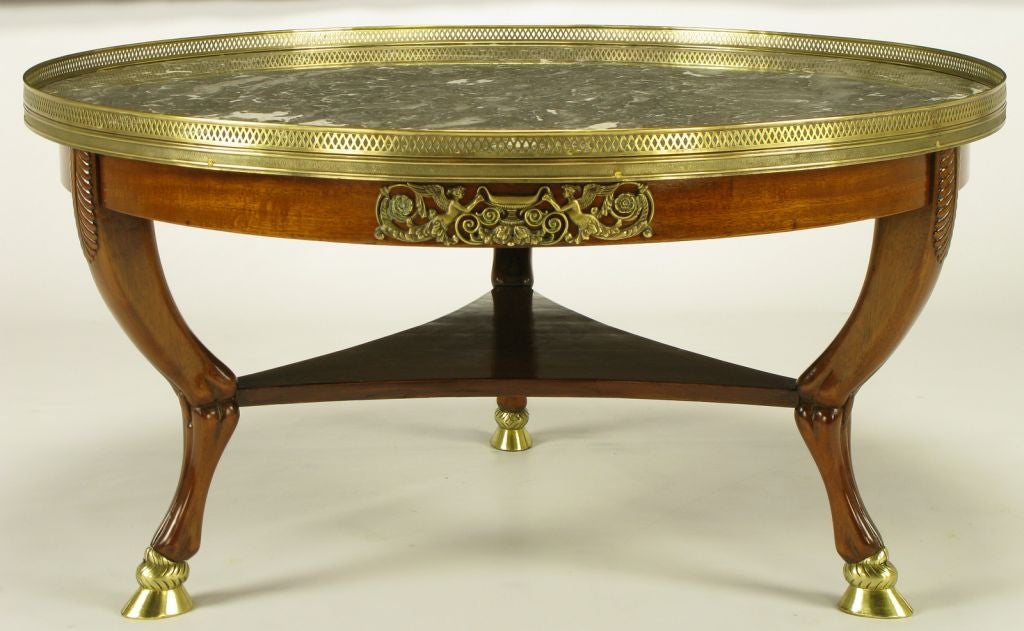 Mahogany 1940s Empire Coffee Table With Bronze Hoof Feet