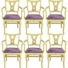 Six Ivory Glazed Regency Dining Armchairs.
