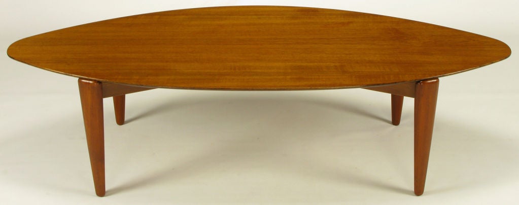 Elliptical Teak Wood Coffee Table In The Manner Of Finn Juhl