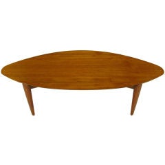 Retro Elliptical Teak Wood Coffee Table In The Manner Of Finn Juhl
