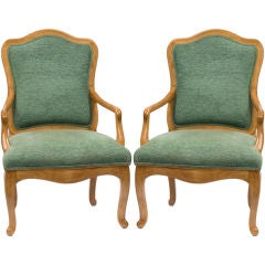 Pair Sally Sirkin Lewis Louis XV Arm Chairs