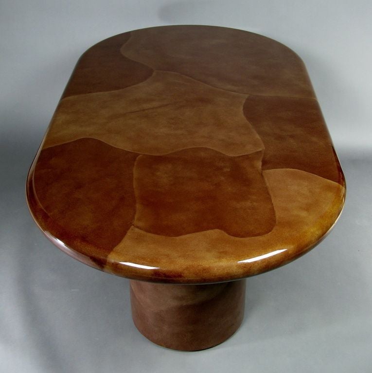 Karl Springer Oval Plum Goatskin Dining Table