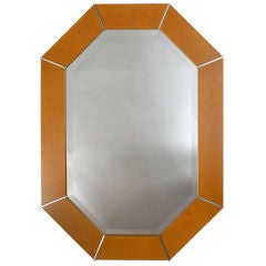 Karl Springer Octagonal Chrome & Marblelized Lacquer Mirror