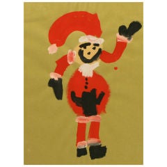 Outsider Art Santa Claus, Acrylic On Paper.
