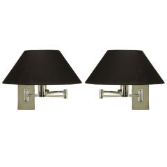 Pair Nessen Chrome Swing Arm Wall Lamps