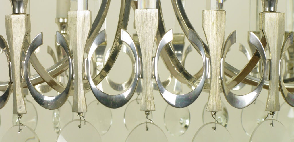 Gaetano Sciolari Silverplate & Crystal 10 Light Chandelier. 5