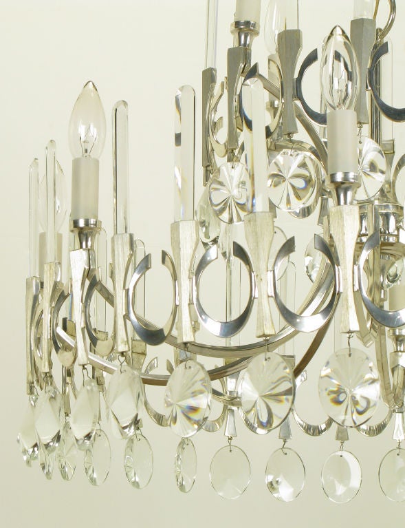 Gaetano Sciolari Silverplate & Crystal 10 Light Chandelier. 3