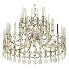 Gaetano Sciolari Silverplate & Crystal 10 Light Chandelier.