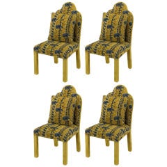 Set of Four Art Deco Revival Fully Upholstered Game Table Chairs