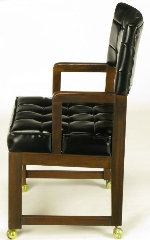 American Black Button Tufted Mahogany Frame Desk Chair