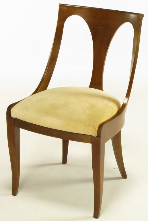 Mid-20th Century Four Walnut Italian Style Spoon Back Dining Chairs