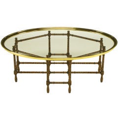 Tortoise Shell Lacquered & Oval Glass Tray Coffee Table