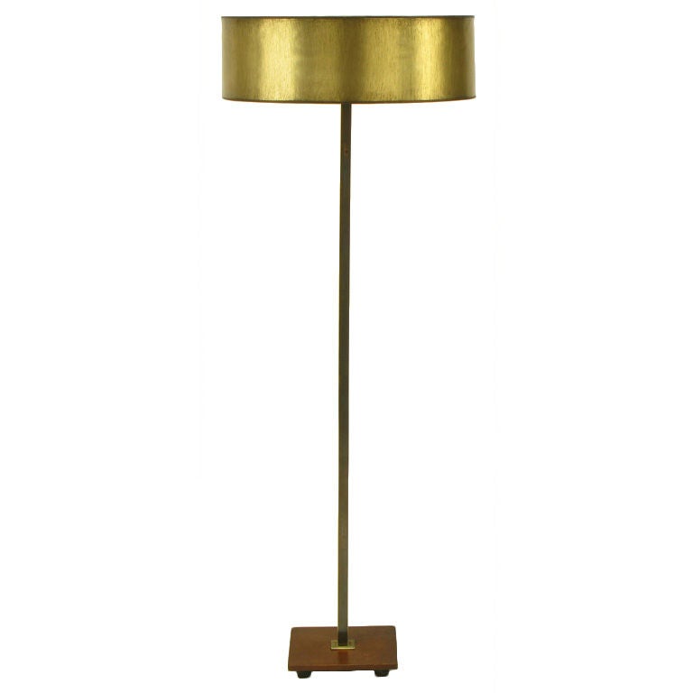 Stiffel Patinated Brass 
Mahogany Floor Lamp