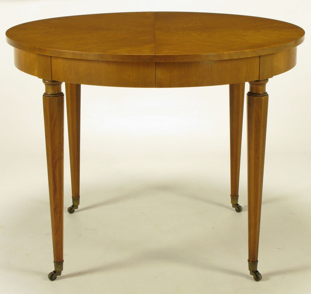 American Regency Dining Table With Figured Walnut Top & Hexagonal Legs