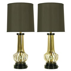 Rembrandt Open Rib Vase Form Brass Table Lamps