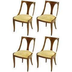 Four Walnut Italian Style Spoon Back Dining Chairs