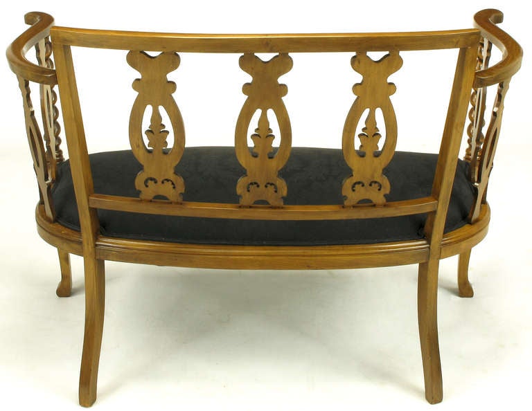 Mid-20th Century Georgian Inspired Carved Cherrywood Barley Twist Settee For Sale