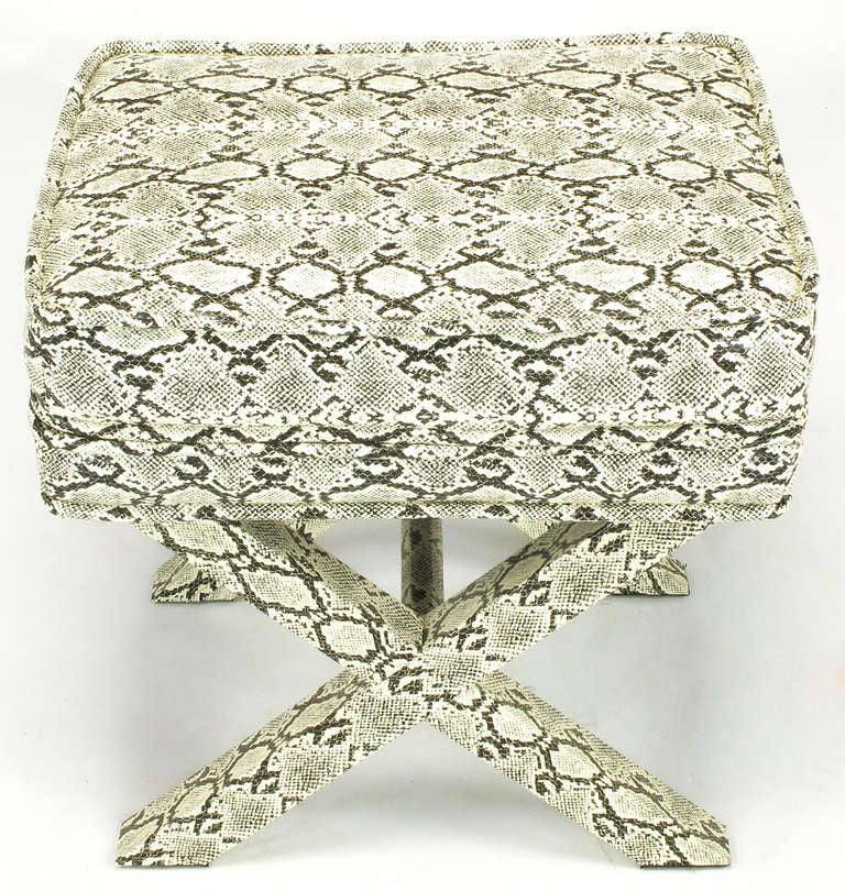 American Faux Python X-Base Stool After Billy Baldwin.