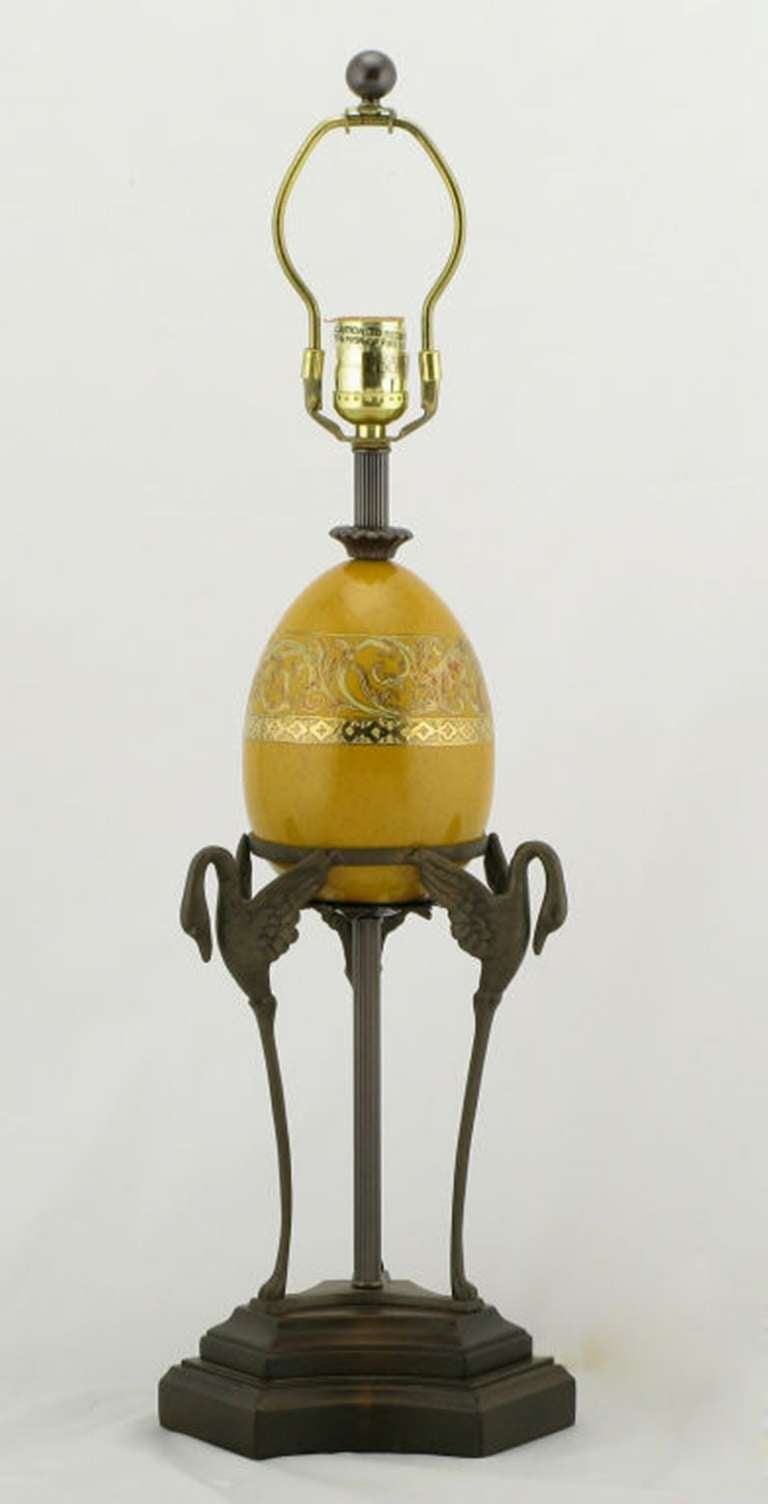 American Pair of Frederick Cooper Swan and Ostrich Egg Form Table Lamps