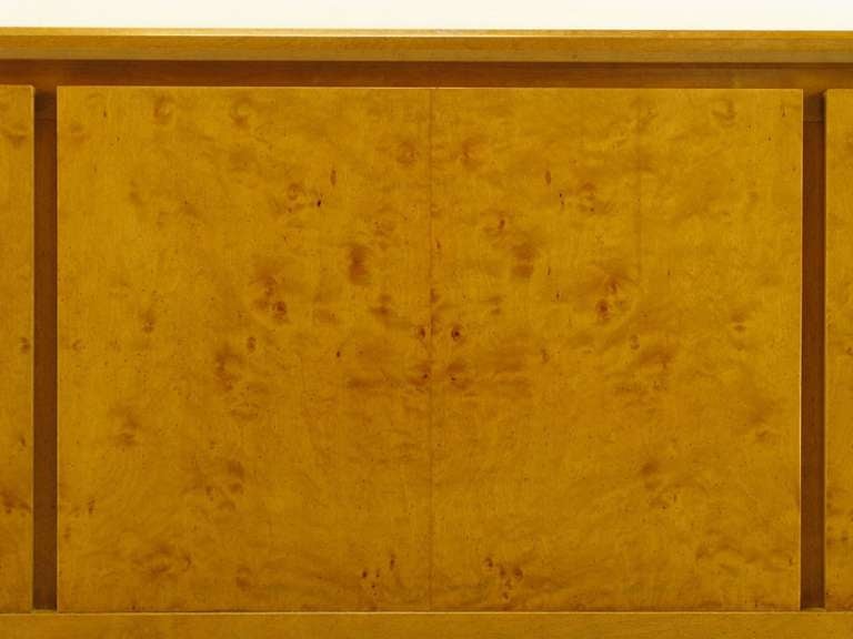 Swedish Karelian Birch Pierced Front King Headboard In Excellent Condition In Chicago, IL